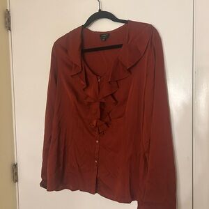 Talbots Rust Ruffle Blouse